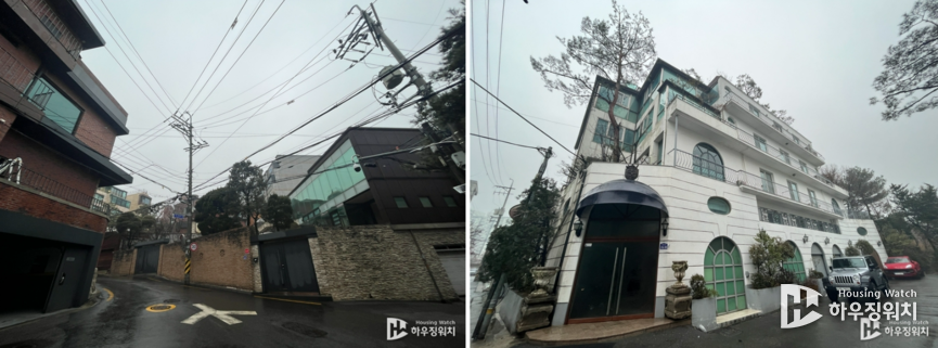 단독주택과 고급맨션으로 이뤄진 신당9구역 성곽길 근처 주거단지