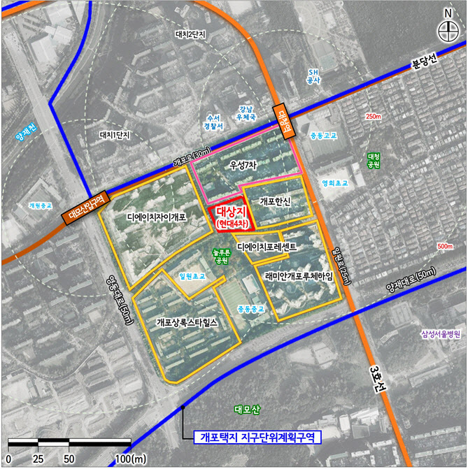 서울 강남구 일원동 현대4차 아파트 위치도. (자료=서울시)