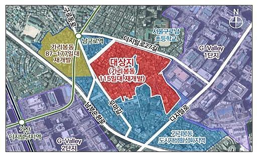 가리봉동 115번지 일대 위치도. (자료=서울시)