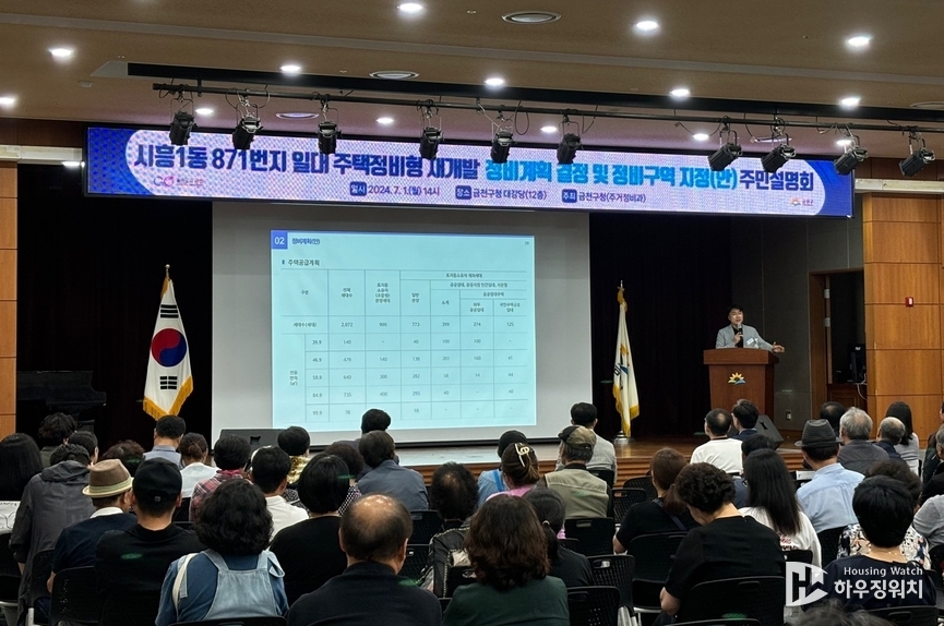 서울 금천구 시흥1동 871번지 일대 주택정비형 재개발 정비구역 지정(안) 주민설명회 / 하우징워치